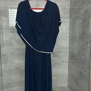 Elegant Navy Blue Women's Draped Jumpsuit
